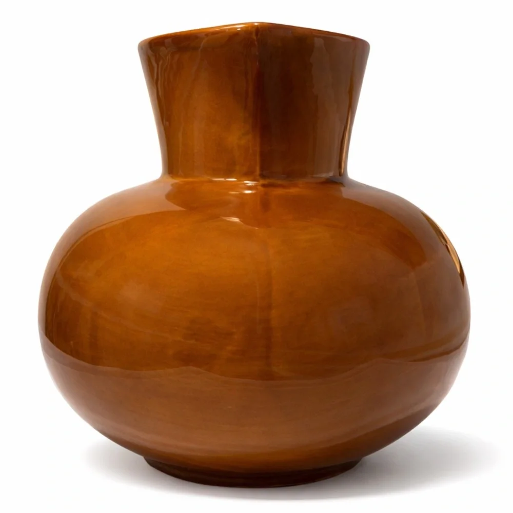 Vintage Z Gallerie Vase‎ Sedona Rust Brown Glaze Ceramic Pitcher Woven Hande